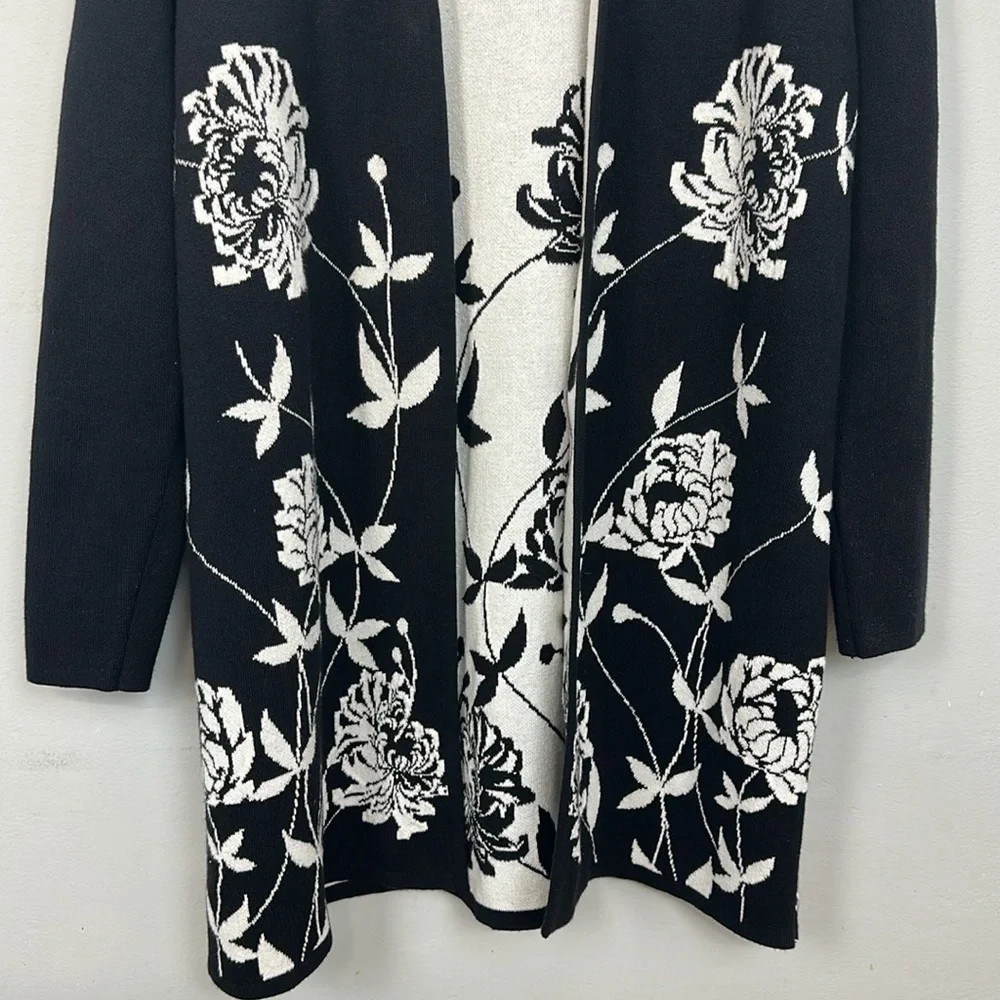 ALFANI Arched Garden Open Cardigan Black Sz S